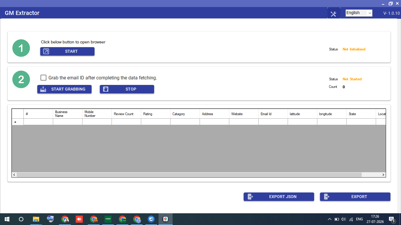 Google Maps Data Extractor Dashboard